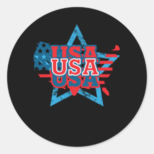 Sticker Rond Cool USA Drapeau Couleur étoile - LOVE USA