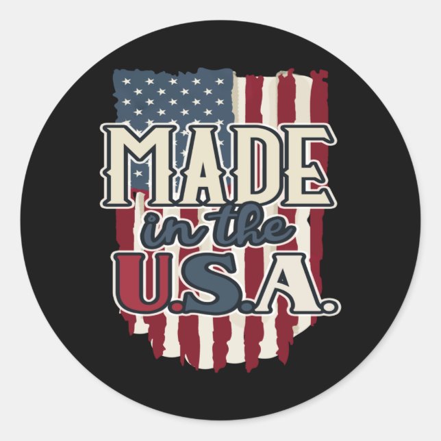 Sticker Rond Cool USA Drapeau design made in USA (Devant)
