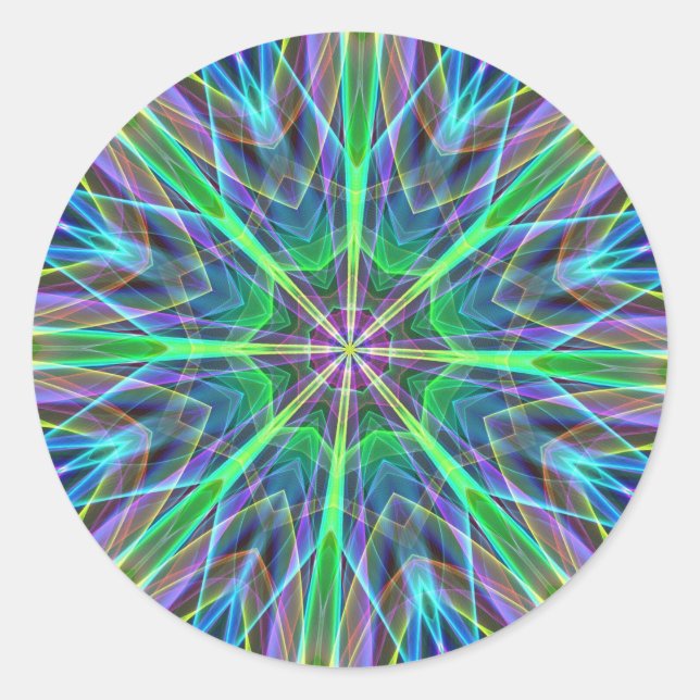 Sticker Rond Cool Vibrant Neon Pastel Aura Mandela (Devant)