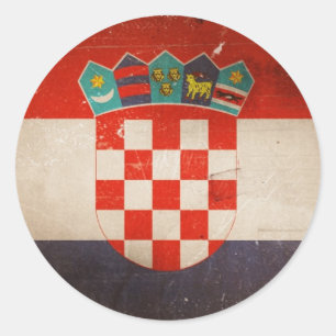 Sticker Rond Cool vintage Grungy Croatie Drapeau Design