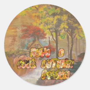 Sticker Rond Cool vintage Hakuna Matata Avoir un cool Autum Sea