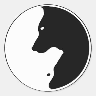 Sticker Rond Cool Yin Yang Dog Labrador