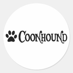 Sticker Rond Coonhound (style pirate avec empreinte)