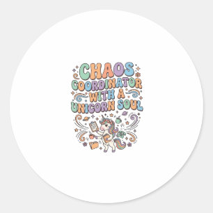 Sticker Rond Coordonnateur de chaos de licorne avec une âme de 