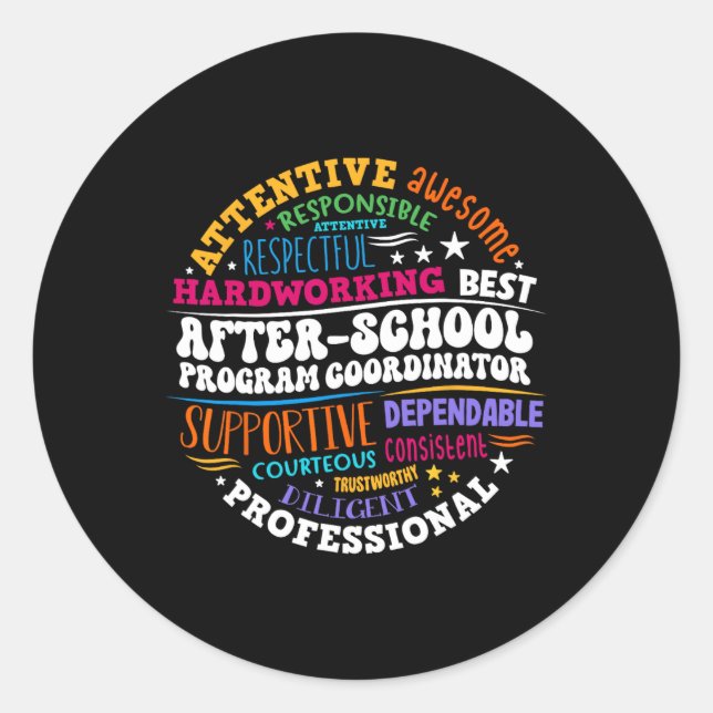 Sticker Rond Coordonnateur de programme après l'école, semaine  (Devant)