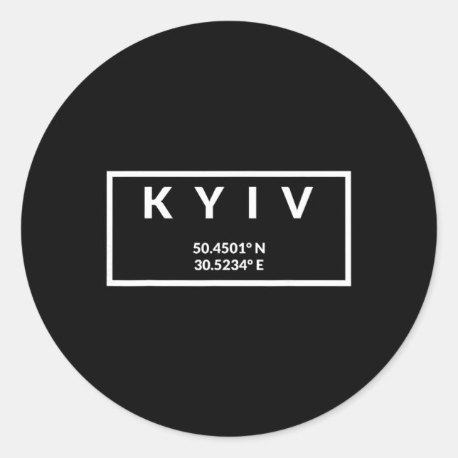Sticker Rond Coordonnées de la capitale de l'Ukraine - Kyiv 1  (Devant)