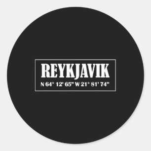Sticker Rond Coordonnées de la ville de Reykjavik Islande 