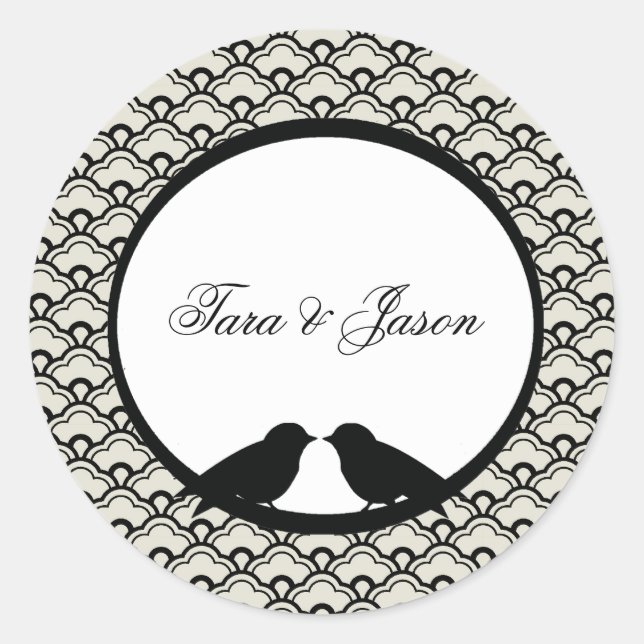 Sticker Rond Coordonner les joints d'enveloppes de lovebirds (Devant)