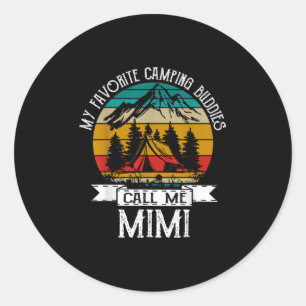 Sticker Rond Copains de camping m'appellent Camping Mimi Camper