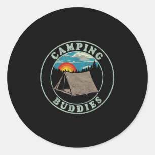 Sticker Rond Copains de camping ! T-shirt rétro drôle pour amis