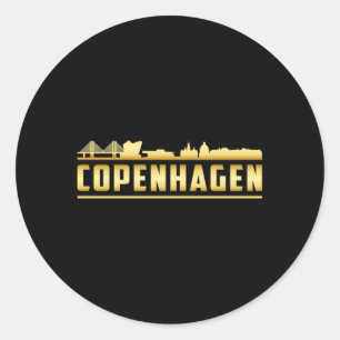 Sticker Rond Copenhague Danemark City Skyline Cityscape Cadeau