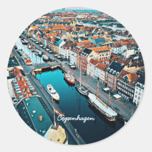 Sticker Rond Copenhague, Danemark, vue pittoresque,