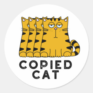 Sticker Rond Copié Chat Funny Animal Pun