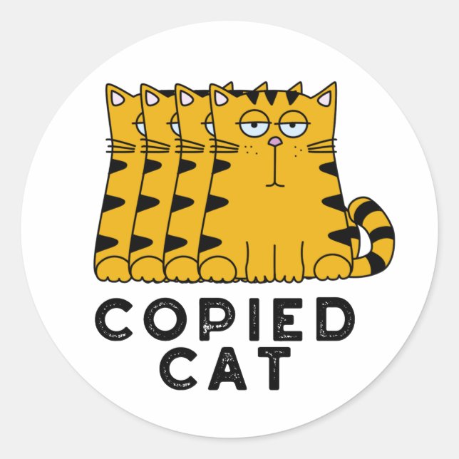 Sticker Rond Copié Chat Funny Animal Pun (Devant)