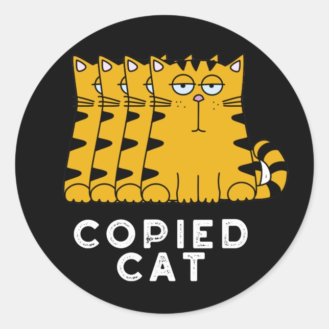 Sticker Rond Copié Chat Funny Animal Pun Dark BG (Devant)