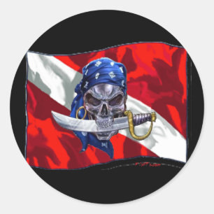 Sticker Rond copie piratediveflag
