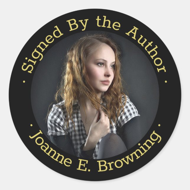 Sticker Rond Copie signée Auteur Livre Signer Écrivain Photo No (Devant)