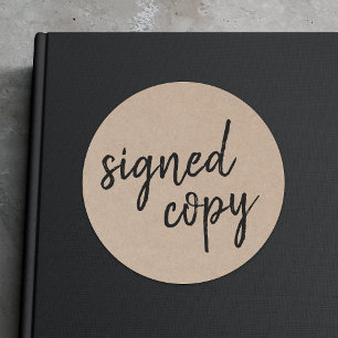 Sticker Rond Copie signée Author Rustic Kraft Books Signer