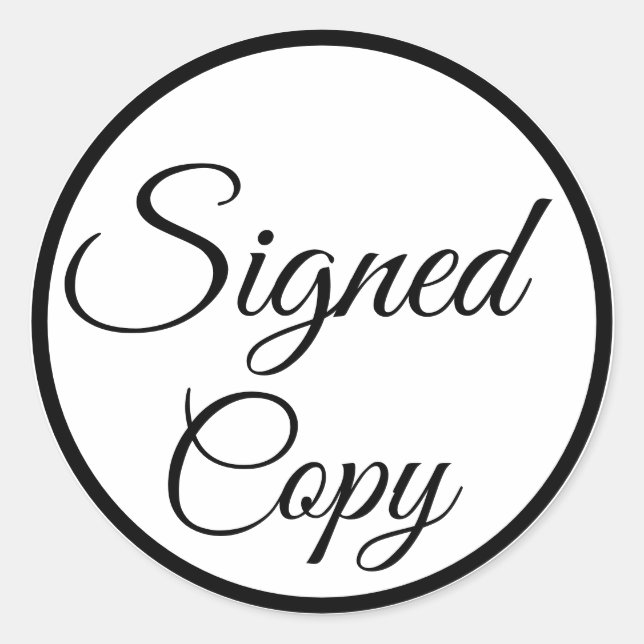 Sticker Rond Copie signée. Noir et blanc (Devant)