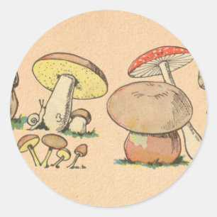 Sticker Rond Copie vintage de champignon
