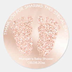 Sticker Rond Copper Gold Pieds Baby shower Favoriser Cadeau Rem