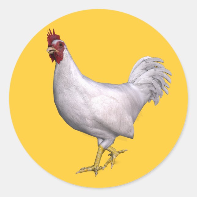 Sticker Rond Coq Blanc (Devant)