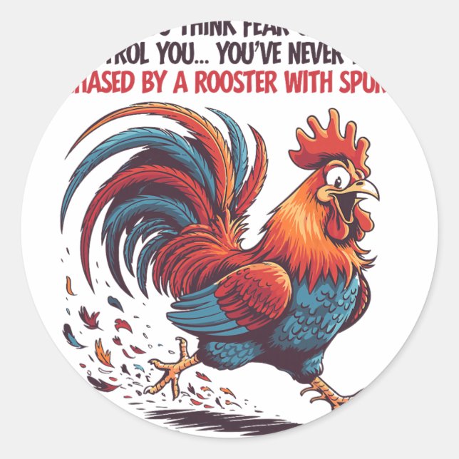 Sticker Rond Coq Combattant Volaille de Combat Coq de Combat Oi (Devant)