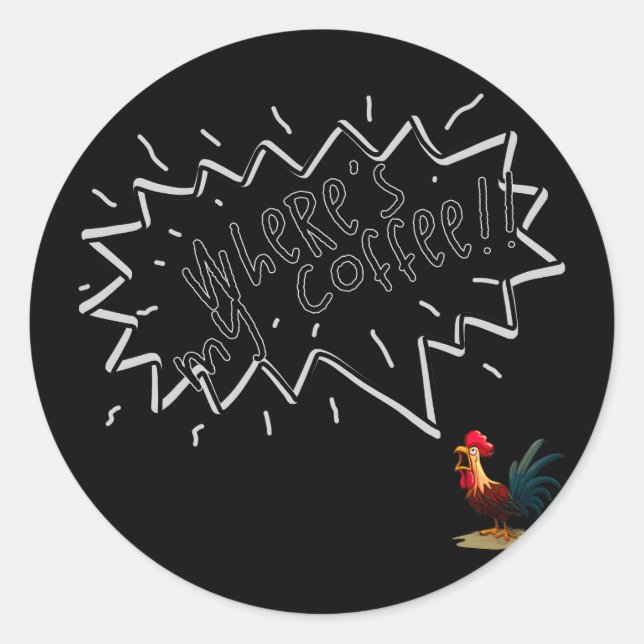 Sticker Rond Coq de café (Devant)