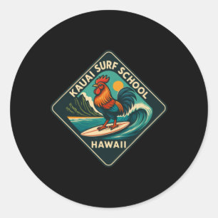 Sticker Rond Coq de surf Kauai Poulet