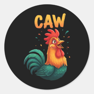 Sticker Rond Coq poulet de ferme drôle amateur de basse-cour