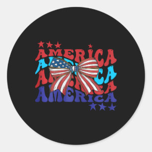 Sticker Rond Coquette Amérique Patriotique 4 juillet Femmes Fil