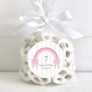 Sticker Rond Coquette Arc-en-ciel rose fantaisie