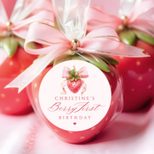 Sticker Rond Coquette Berry Premier anniversaire