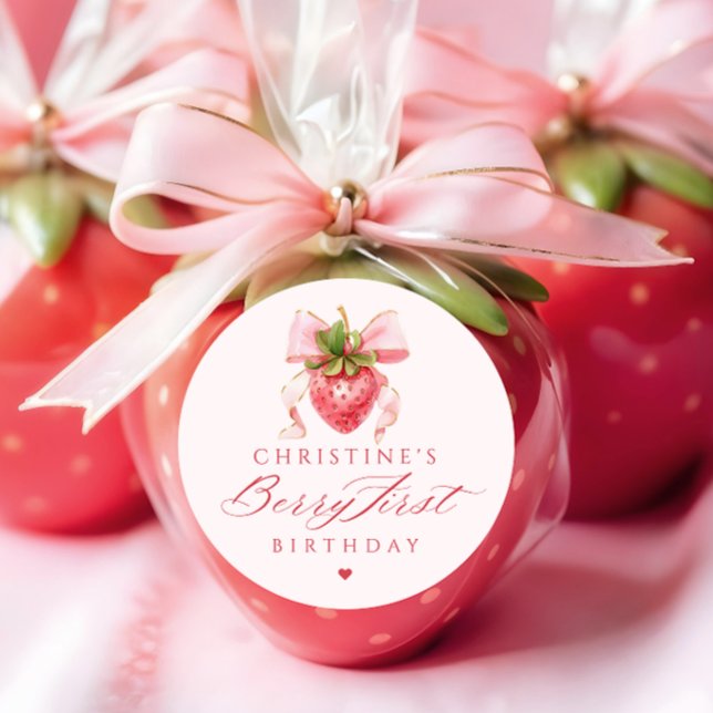 Sticker Rond Coquette Berry Premier anniversaire (Créateur téléchargé)