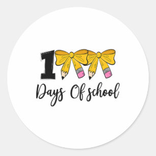 Sticker Rond Coquette Bow 100 Jours De Crayon D'École Filles En