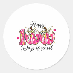Sticker Rond Coquette Bow 100 Jours De Pommes Scolaires Crayon