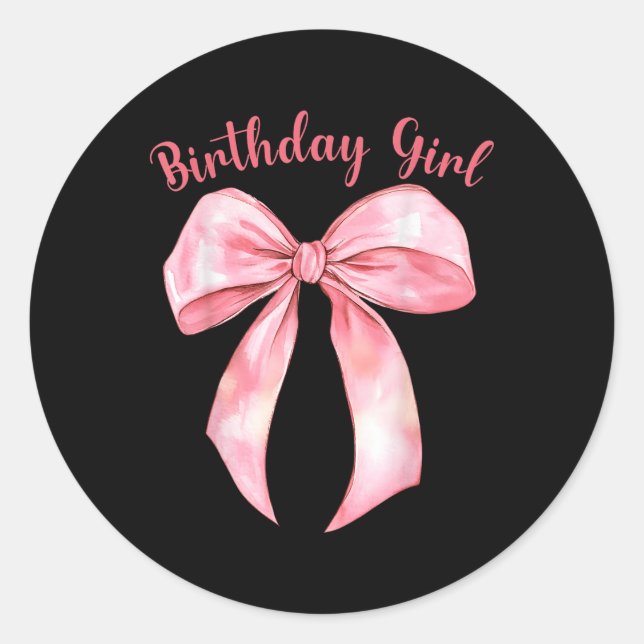 Sticker Rond Coquette Bow Anniversaire Filles Esthétiques Fille (Devant)