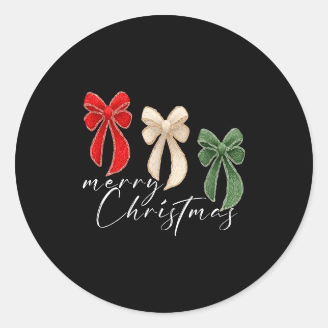 Sticker Rond Coquette Bow Christmas Funny Retro Gift Tee Women, (Devant)