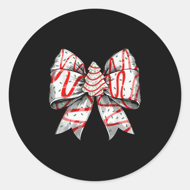 Sticker Rond Coquette Bow Christmas Tree Cake Christmas Vibes G (Devant)