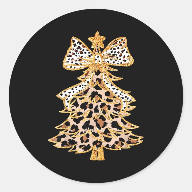 Sticker Rond Coquette Bow Christmas Tree Xmas Holiday Girl Wome (Devant)