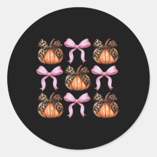 Sticker Rond Coquette Bow Citrouille Halloween Femmes Squelette