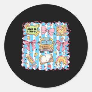 Sticker Rond Coquette Bow Cute School Bus Girl Student Retour À