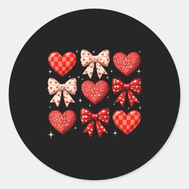 Sticker Rond Coquette Bow Leopard Hearts Valentine Women Girl G (Devant)
