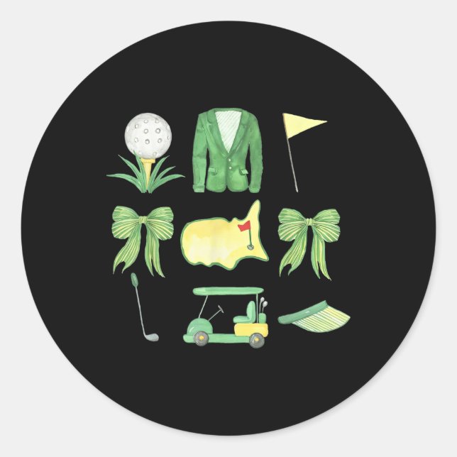 Sticker Rond Coquette Bow Masters Tournoi de golf Graphisme pou (Devant)