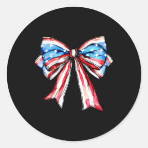 Sticker Rond Coquette Bow Patriotic Drapeau américain heureux 4