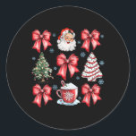 Sticker Rond Coquette Bow Père Noël Christmas Tree Cake Sucre d<br><div class="desc">Coquette Bow Père Noël Christmas Tree Cake Sucre de canne Fille Noël</div>