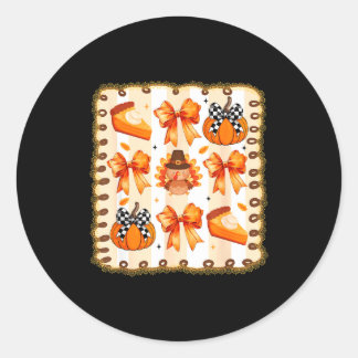 Sticker Rond Coquette Bow Pumpkin Season Thanksgiving Autumn Fa