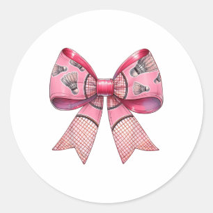 Sticker Rond Coquette Bow Ribbon Volant de badminton Raquette r