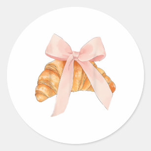 Sticker Rond Coquette Bow Rose Croissant Cuisine Baking Baker P