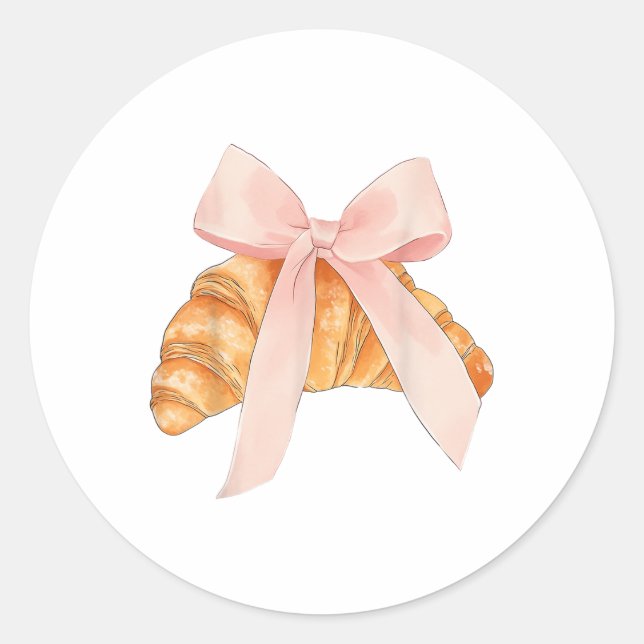 Sticker Rond Coquette Bow Rose Croissant Cuisine Baking Baker P (Devant)